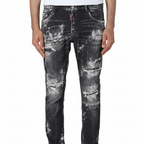 DSQUARED2 Black Destroyed Wash Skater Jeans