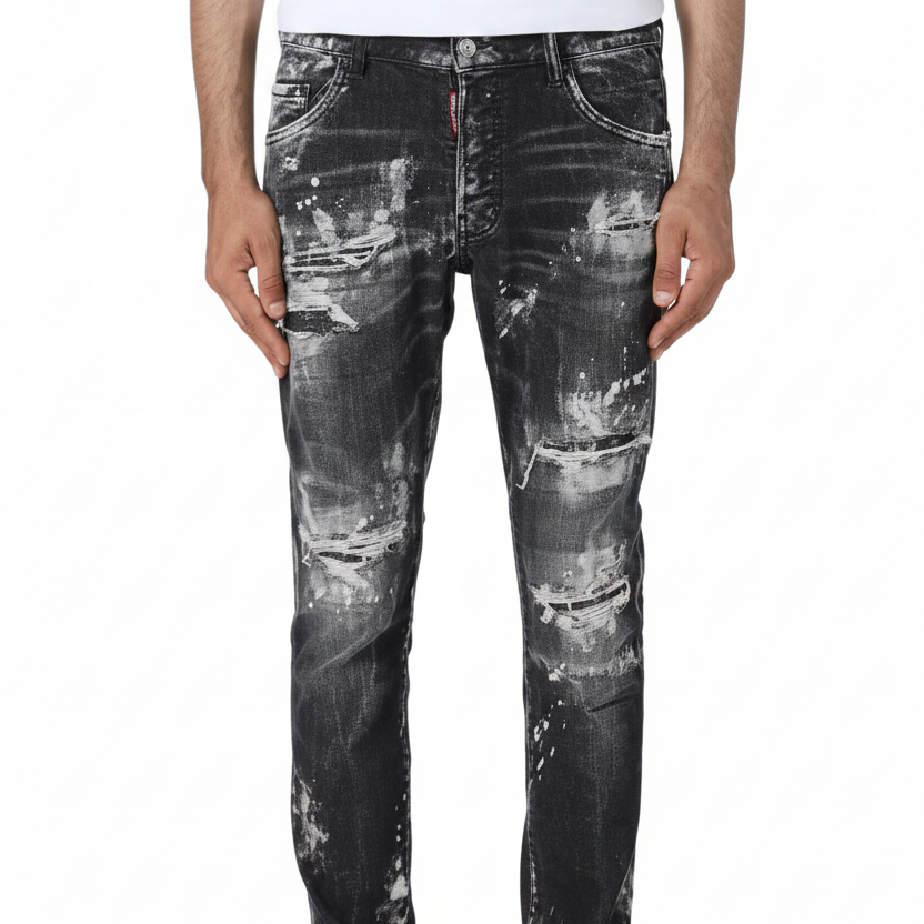 DSQUARED2 Black Destroyed Wash Skater Jeans